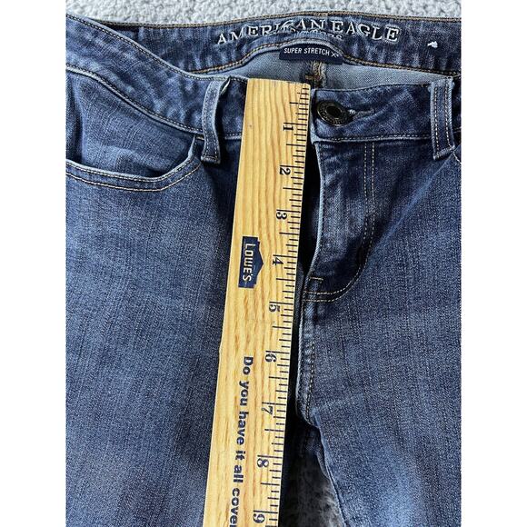 American Eagle Jeans Women 4 Short Super Stretch Low Rise Skinny‎ Dark Wash - Picture 4 of 9